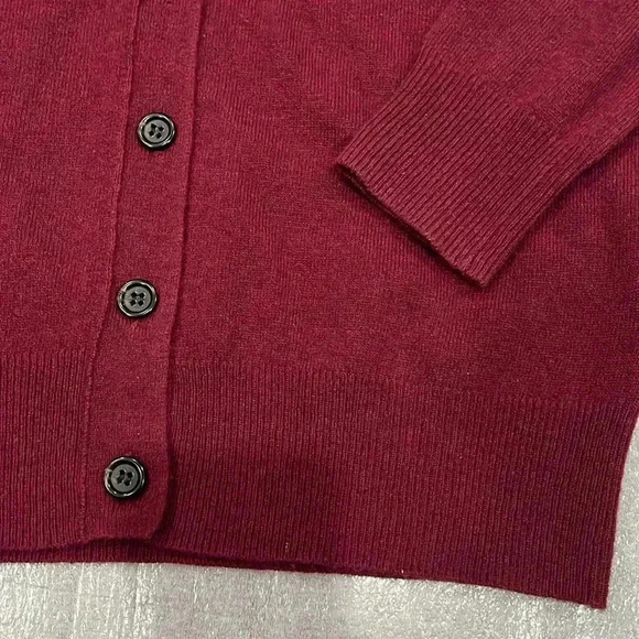 [XS]JCrew Cashmere Wool Blend Burgundy V Neck Button Sweater Cardigan-  NWOT - Picture 4 of 9